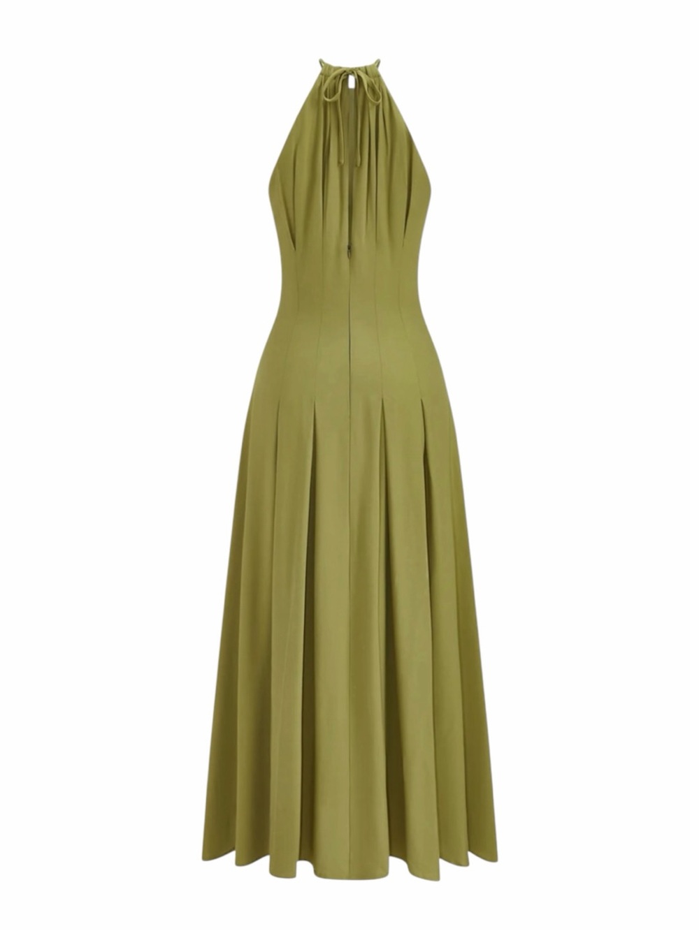 Commense Chartreuse Green Twist Front Halter Maxi Dress Small NWT Front Slit - Picture 3 of 11